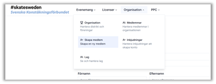 Printscreen från det tävlingsadministrativa systemet SportTA